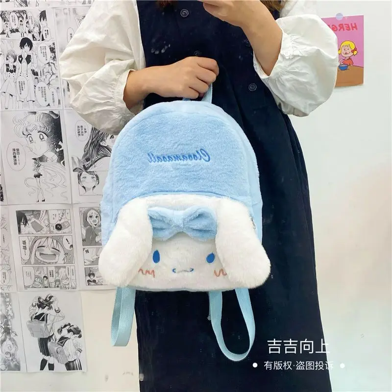 

Sanrio anime Kuromi cinnamon roll melody cartoon plush cute backpack female fashion small bag Japanese student school bag gift