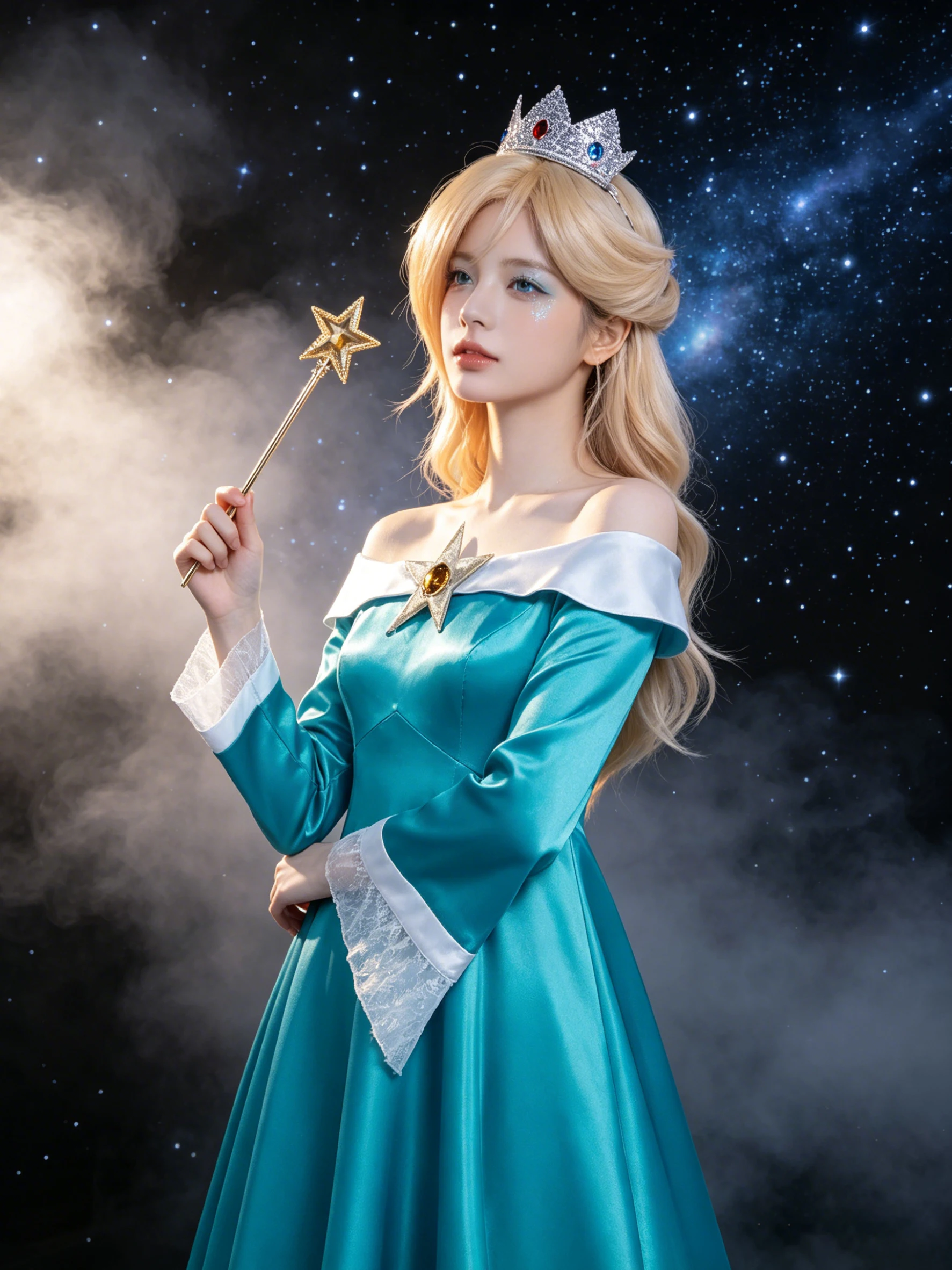 Anime Galaxy Princess Cosplay Costume Blue Long Dress Elegant Party Outfit Women Halloween Role Play Wear view 4