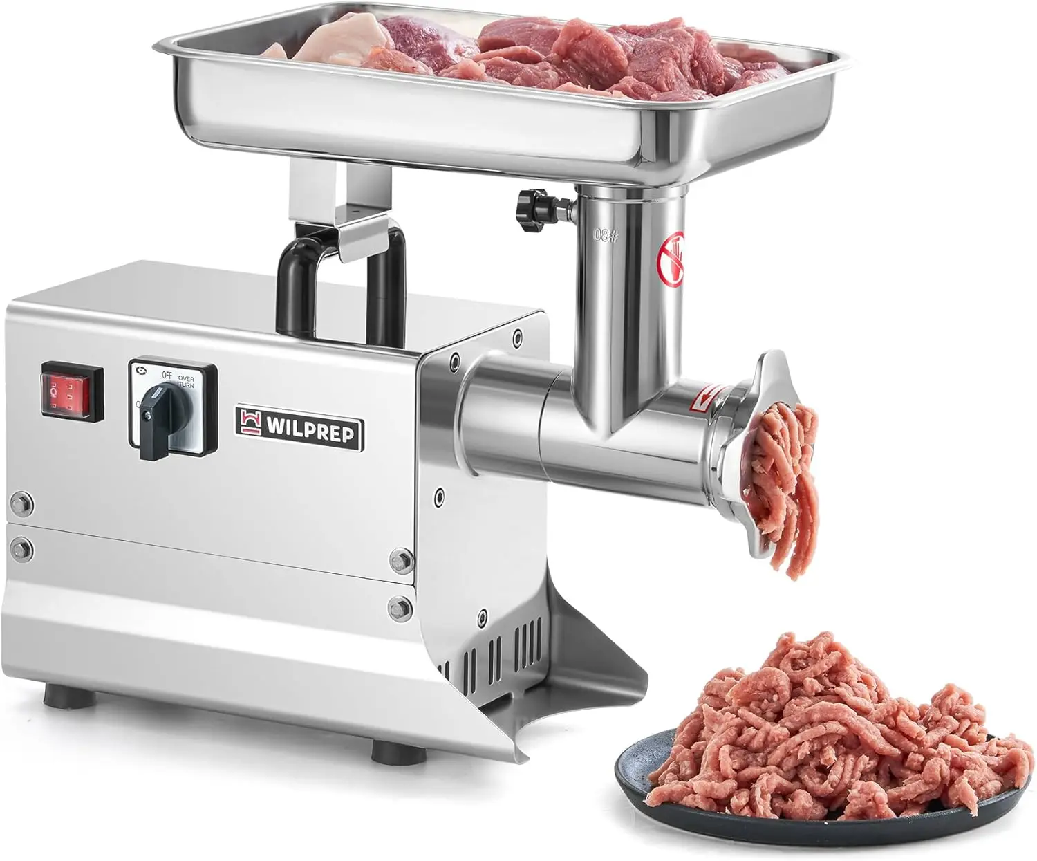 Commercial Meat Grinder with Reverse Function Dual Grinding Plates, Heavy Duty 176 lb/h