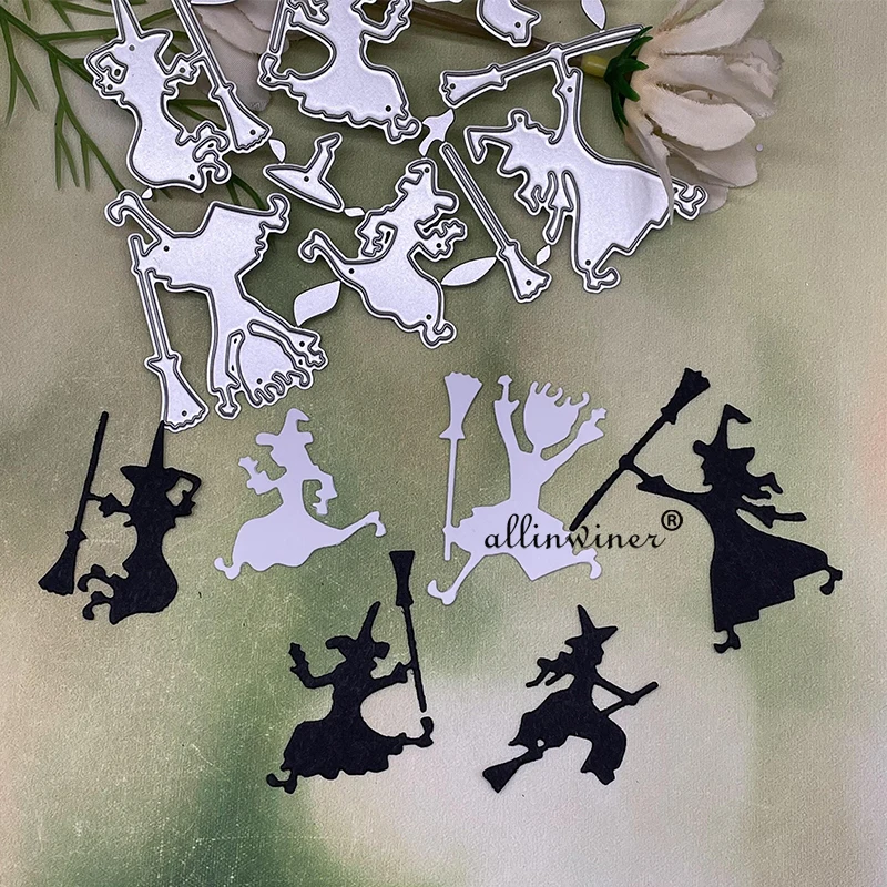 Halloween magiczna miotła czarownica metalu wykrojniki szablony dla DIY Scrapbooking dekoracyjne wytłaczanie rzemieślnicze szablon sztancowanie