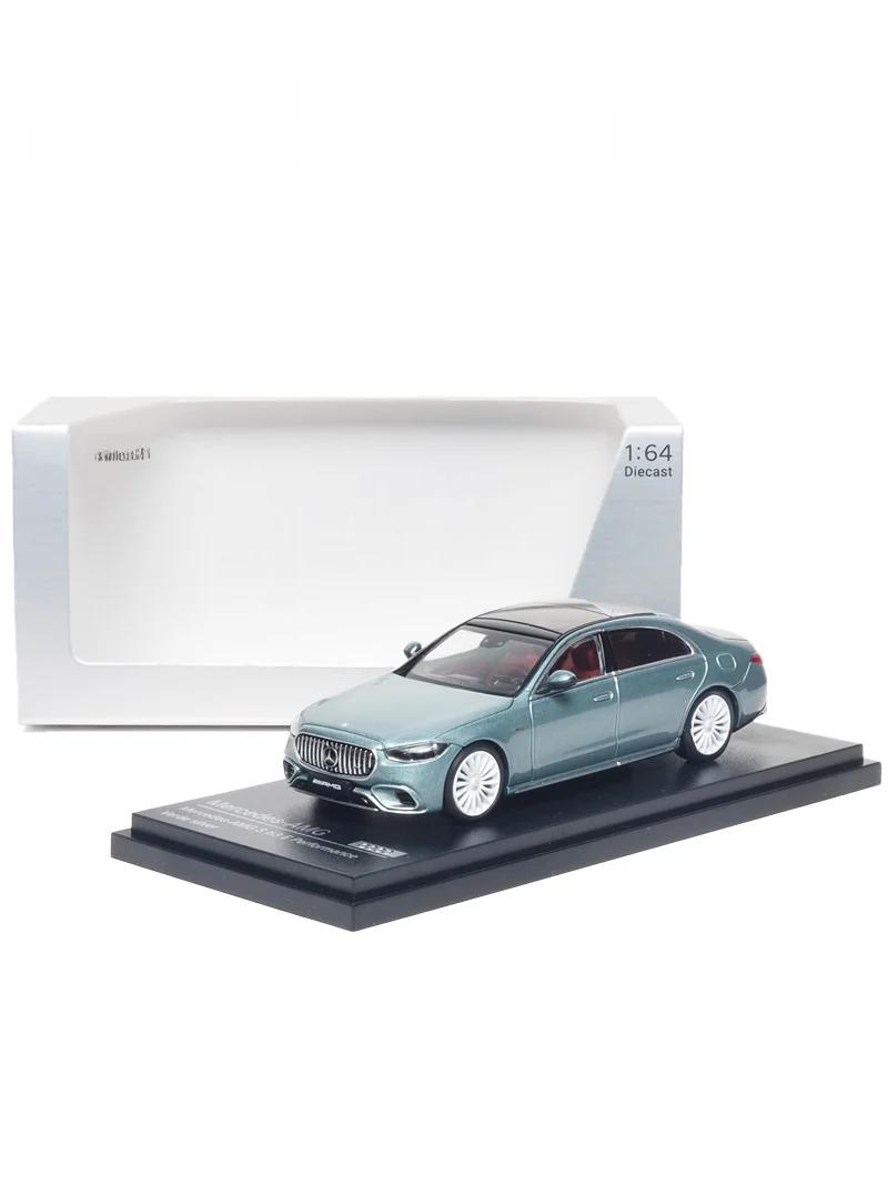 modele-de-voiture-mercedes-s-63e-performance-green-gravel-silver-alloy-jouet-de-collection-presque-reel-en-boite-pour-les-14-ans-et-plus
