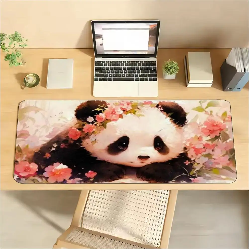 Sakura Panda Pattern Cute Gaming Mouse Pad XXL Desk Mat, Non-Slip Rubber Base Smooth Surface, Keyboard for PC Esports Pro