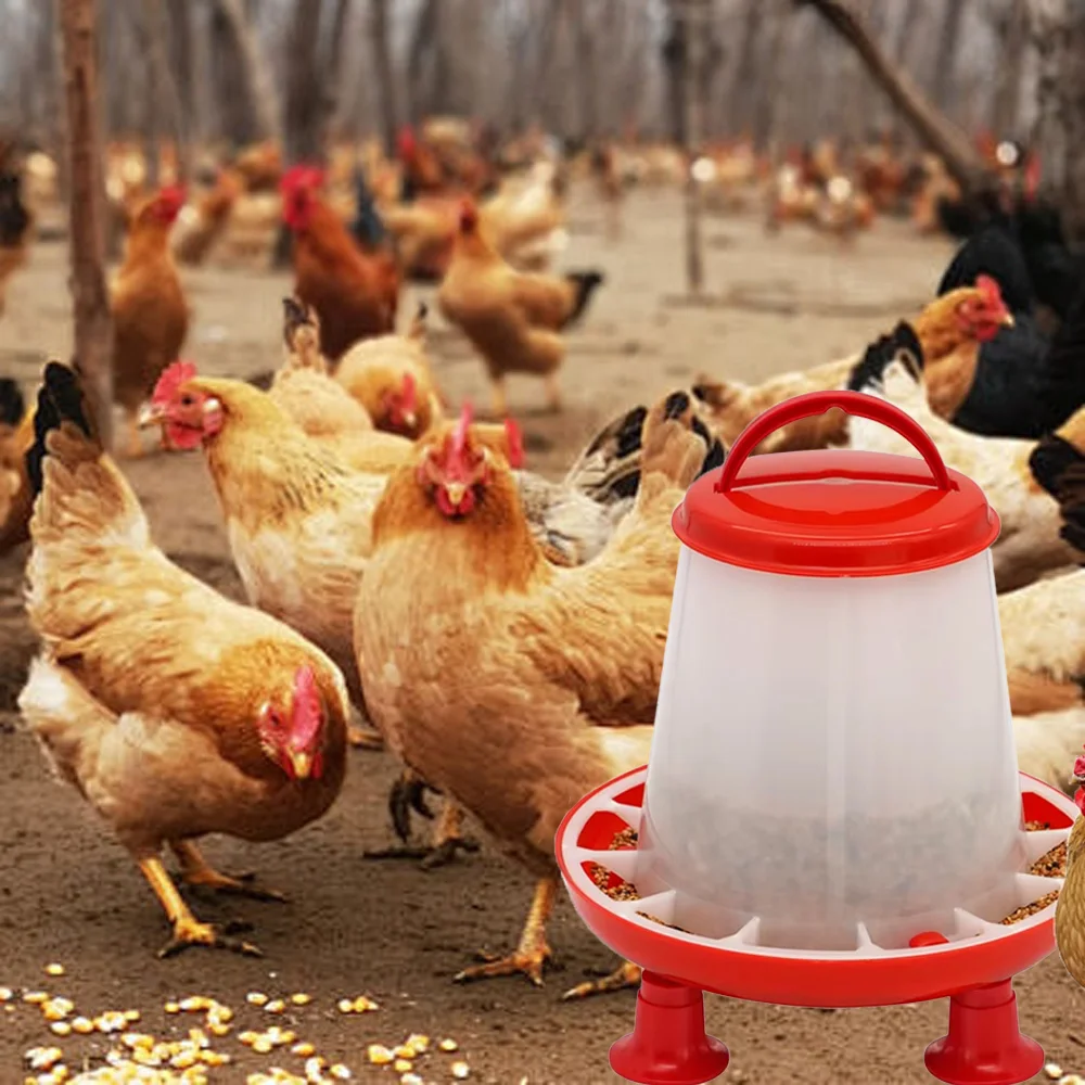 1 Stück 1,5kg/3L Automatischer Hühnerfuttereimer Tränkebehälter mit Beinen Kunststoff-Wassereimer für Entenfarm Hühnerstall Wasserversorgung – Detail 9