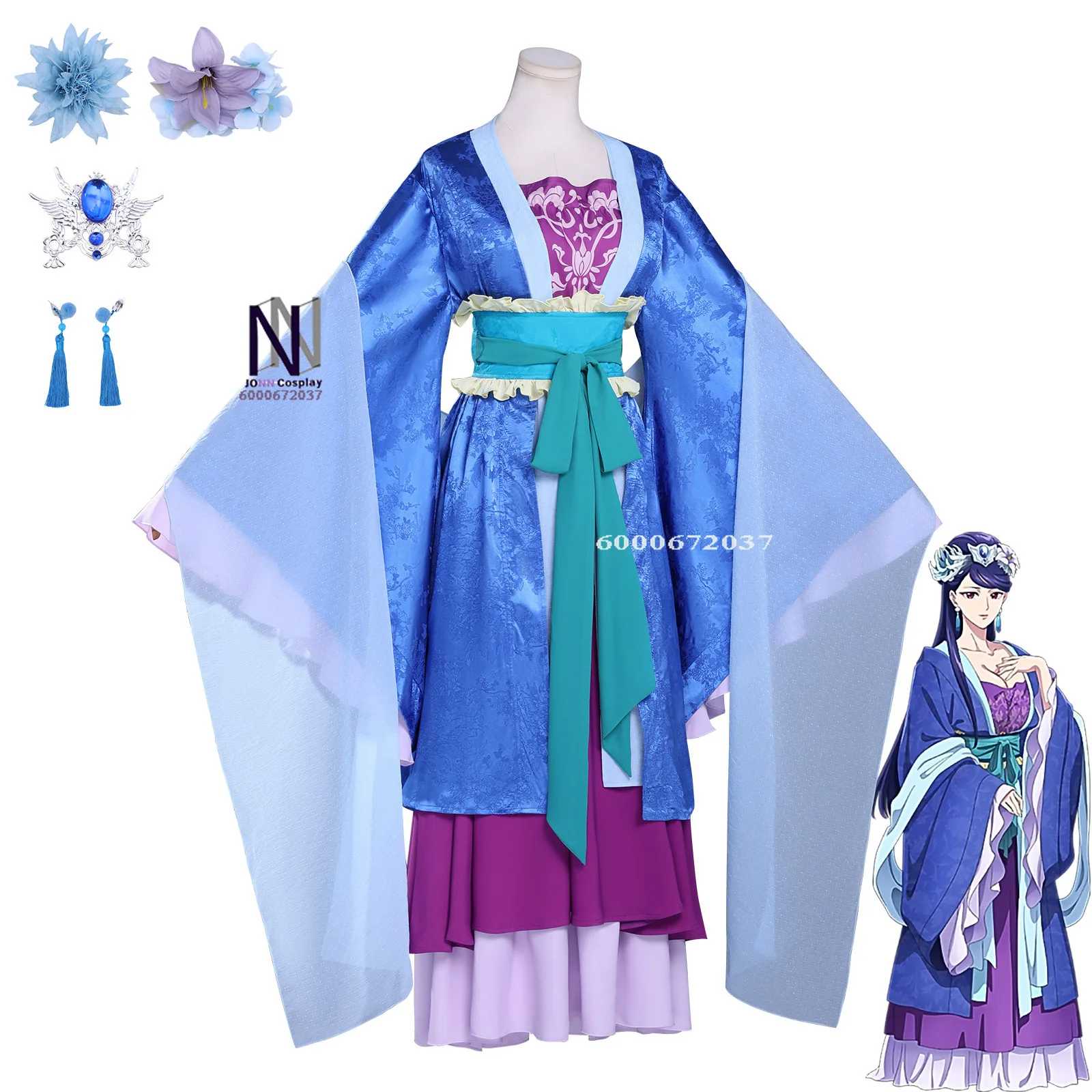 

The Apothecary Diaries Cosplay Costume Anime Lihua Role Playing Traditional Clothes New Blue Dress Outfit Women Comic Con Party