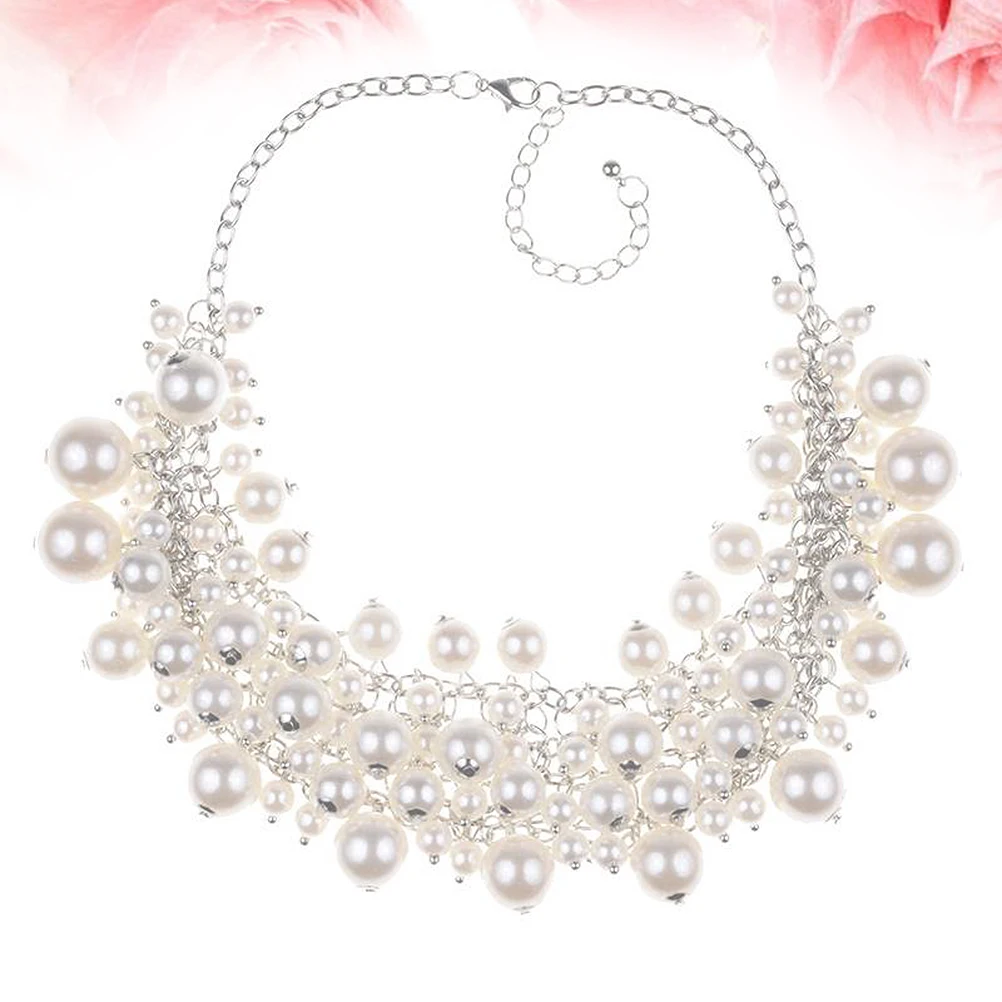 1 個のプラスチックパールネックレスシックなペンダントパーティーコスチュームジュエリーアクセサリーシミュレーションプラスチックジュエリーマスカレードファンシーボール用