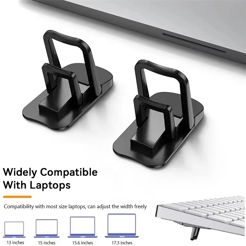 2PCS Mini Foldable Laptop Stand Portable Computer Keyboard Riser with 2 Adjustable Angles Self-Adhesive Invisible Notebook Stand