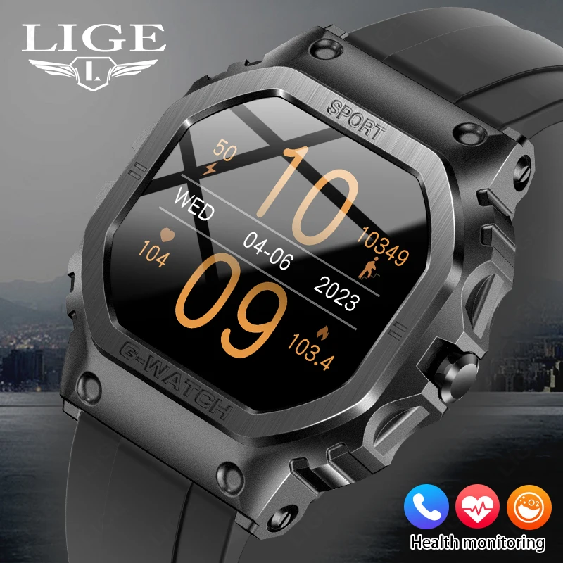 

LIGE New Men Smartwatch Bluetooth Call Sports Tracker Waterproof Smart Watches Heart Rate Monitoring Bracelets For Android IOS