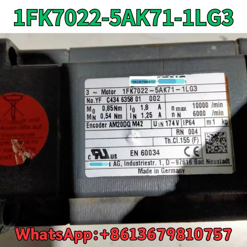 

Used 1FK7022-5AK71-1LG3 servo motor test OK Fast Shipping