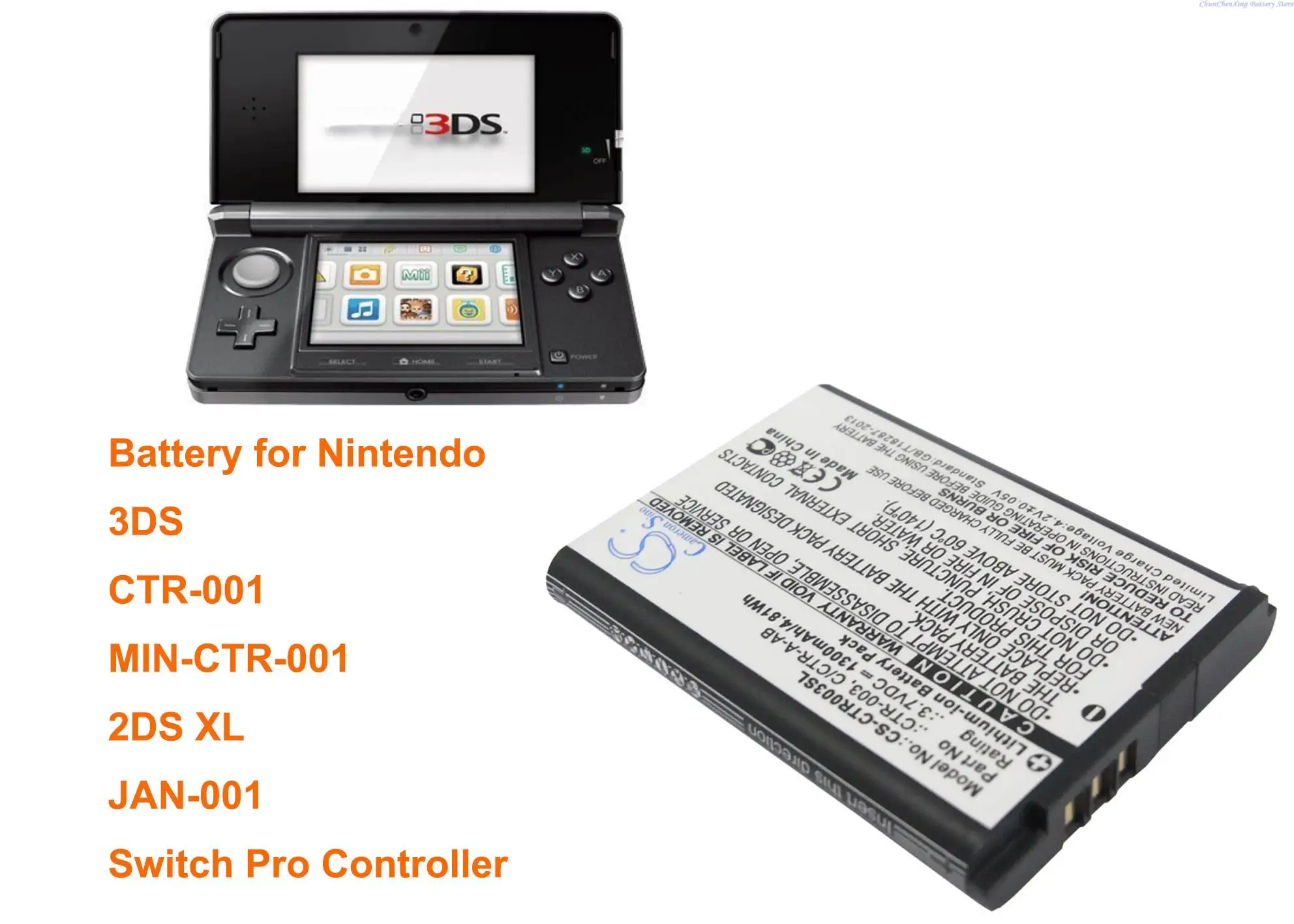 OrangeYu 1300mAh Battery CTR-003 for Nintendo 2DS XL, 3DS, CTR-001, JAN-001, MIN-CTR-001,Switch Pro Controller