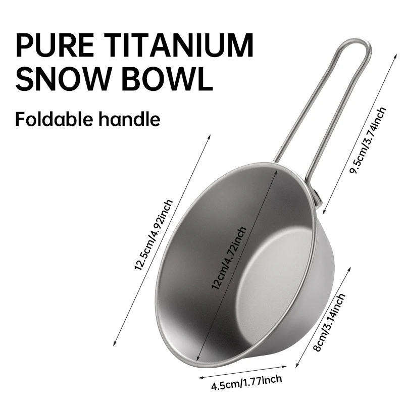 

Camping Pure Titanium Bowl Foldable Handle Outdoor Hiking Kitchenware Portable Heated Picnic Utensils