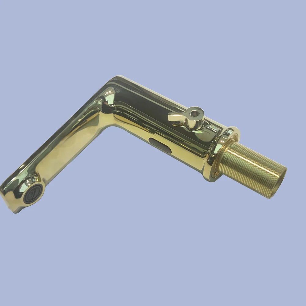 Golden Color Automatic Touchless Basin Faucet ,Brass Body Material ,Mixer Water Cold & Hot, Ac 220 Voltage & Dc 6 Voltage