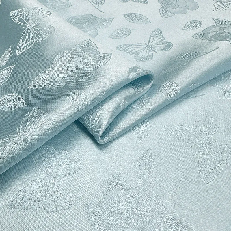 High Quality Yudie Dance Spring Heavy Silk Luo Jacquard Satin Silkworm Silk Fabric New Chinese Cheongsam Han Clothing Fabric
