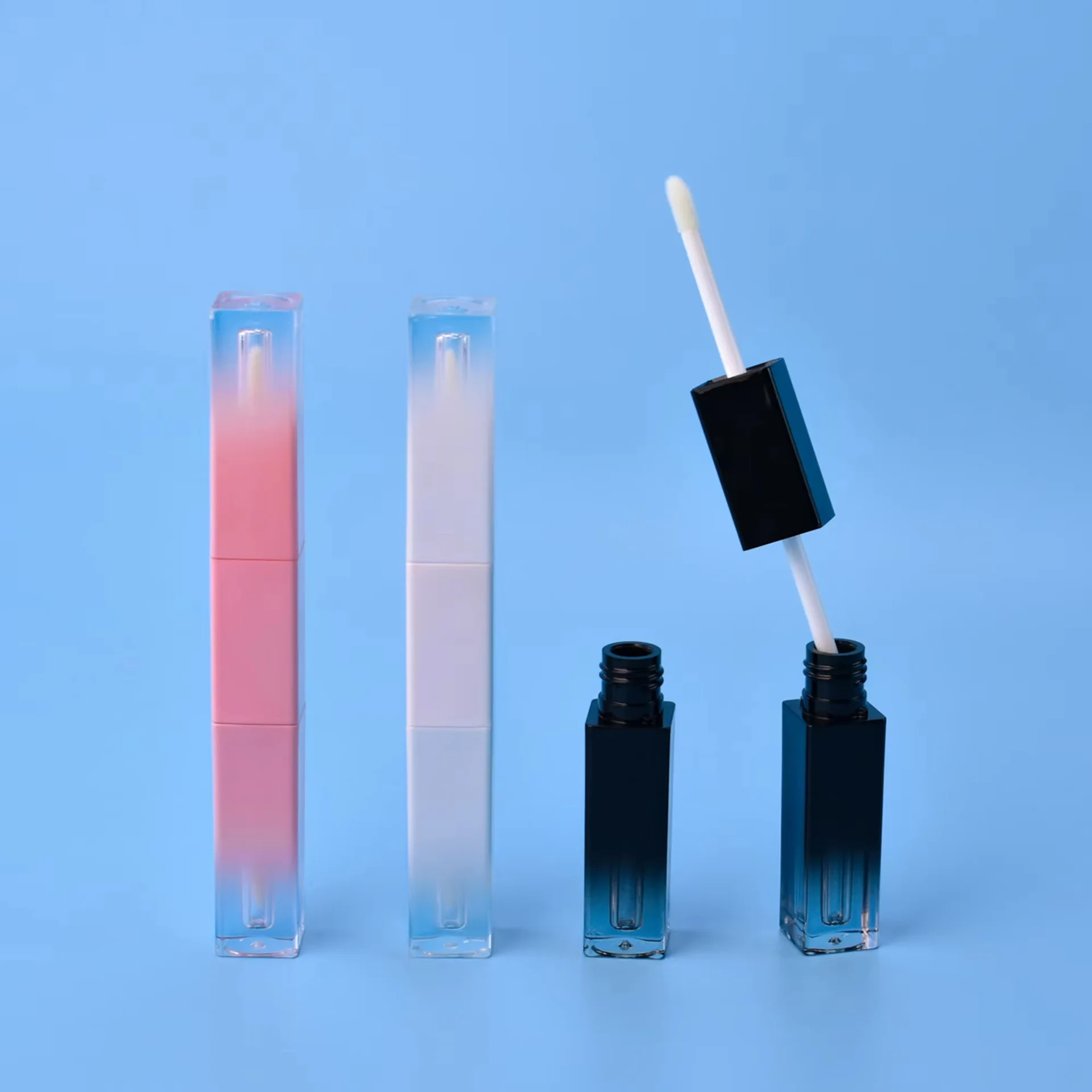 Empty Lip Gloss Tube Private Label Lipstick Tube Wholesale Bulk Pink White Black Refillable Bottle Lip Glaze Double Head Tubes