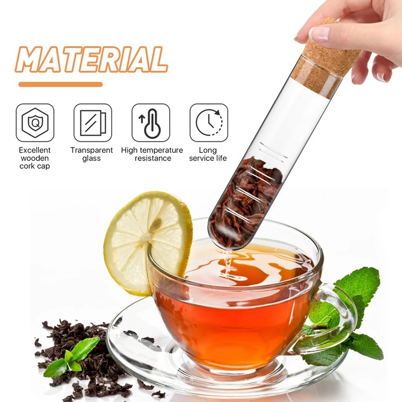 Coladores de vidrio para infusor de té de 6 piezas con tapa de corcho, difusor de vidrio reutilizable para té, colador de té transparente para tazas, tazas