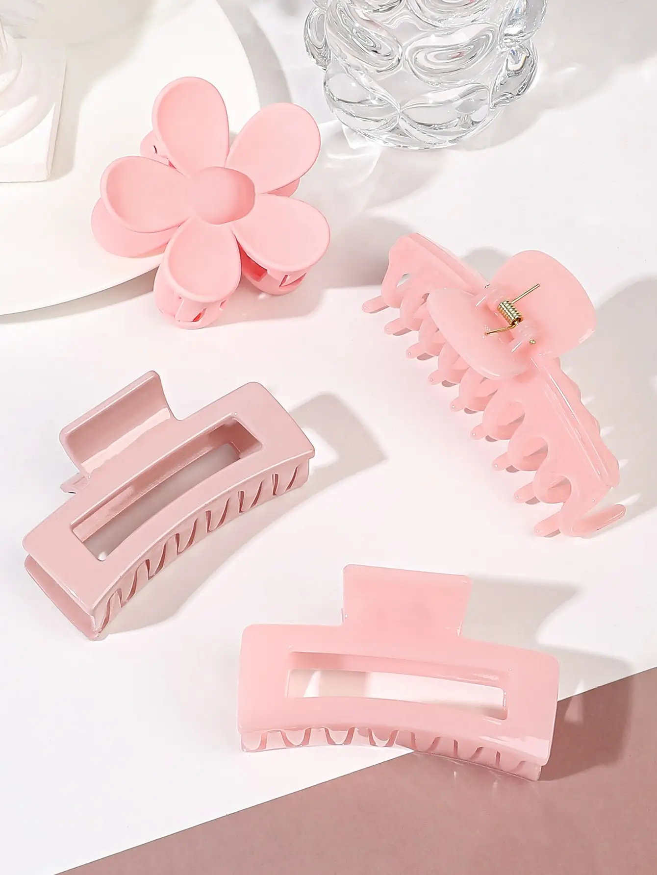 4 Stück klassische schwarze Haarklammern in verschiedenen Stilen, Blumenquadrat, große Haarnadeln, rutschfeste Haar-Accessoires für Frauen, dickes Haar – Detail 2