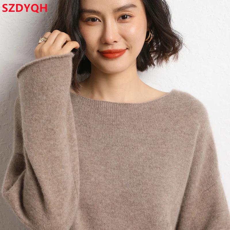 2023 Hot Sale Autumn Winter New 100% Cashmere Sweater O-neck Women\'s Thicken Warm Pullover Female Loose Large Size Knit Jumper