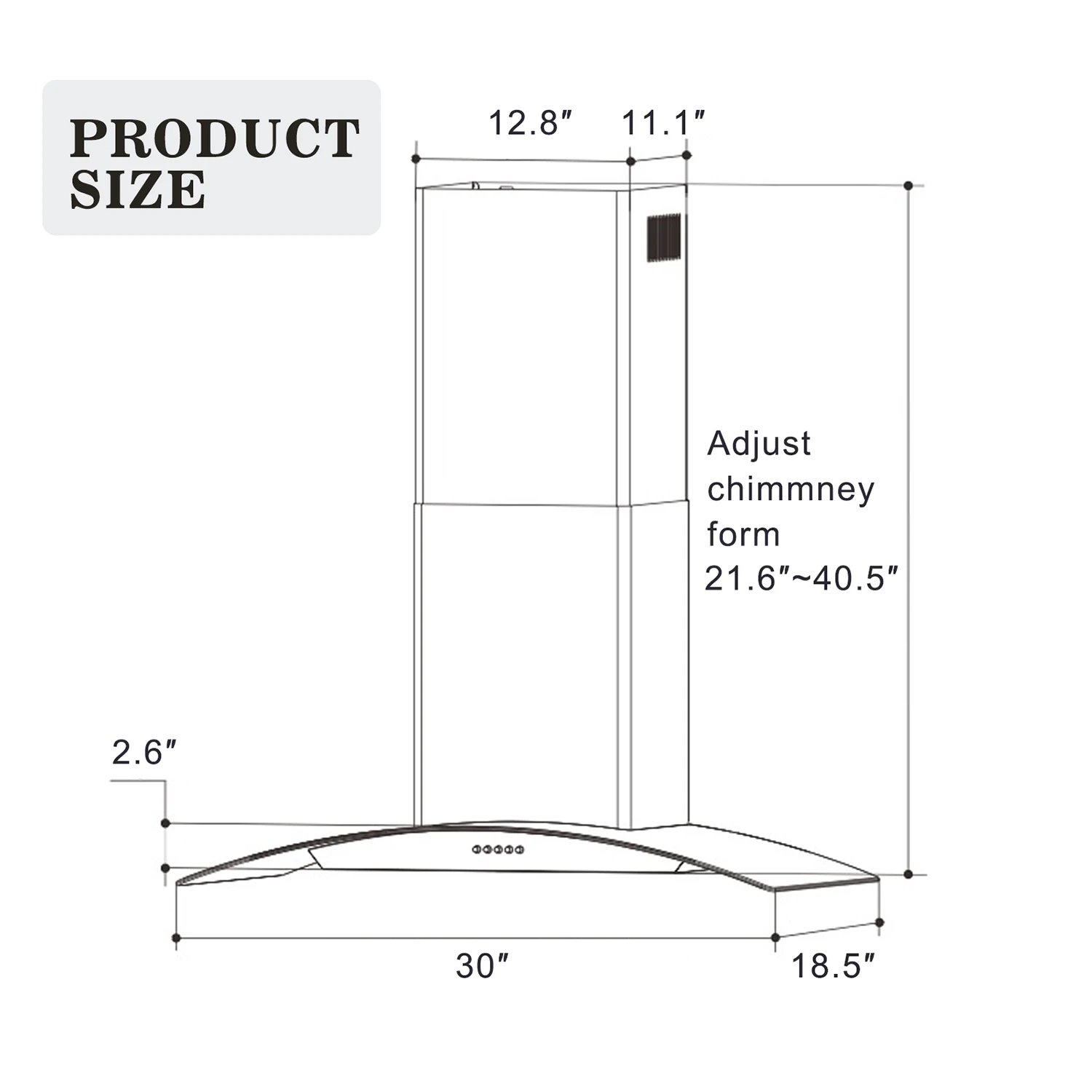 Tieasy 30 Inch 700 Cfm Glazen Aanraakknop Met Led-Lampjes Roestvrijstalen Keukenafzuigkap Usgd1875b