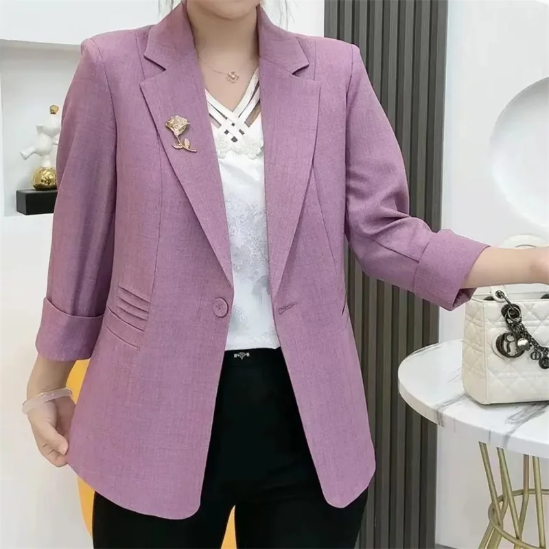 Outono feminino sete mangas divididas blazer jaqueta coreano senhoras lazer curto terno casaco 2025 femme moda tamanho grande 5xl outwear