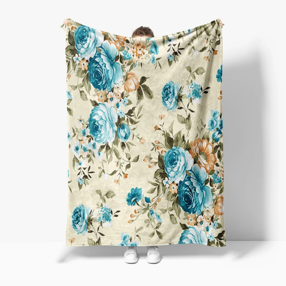 

Floral Watercolor Print Fleece Blanket Soft Throw Blanket for Sofa Bed Bedroom Decoration Gift