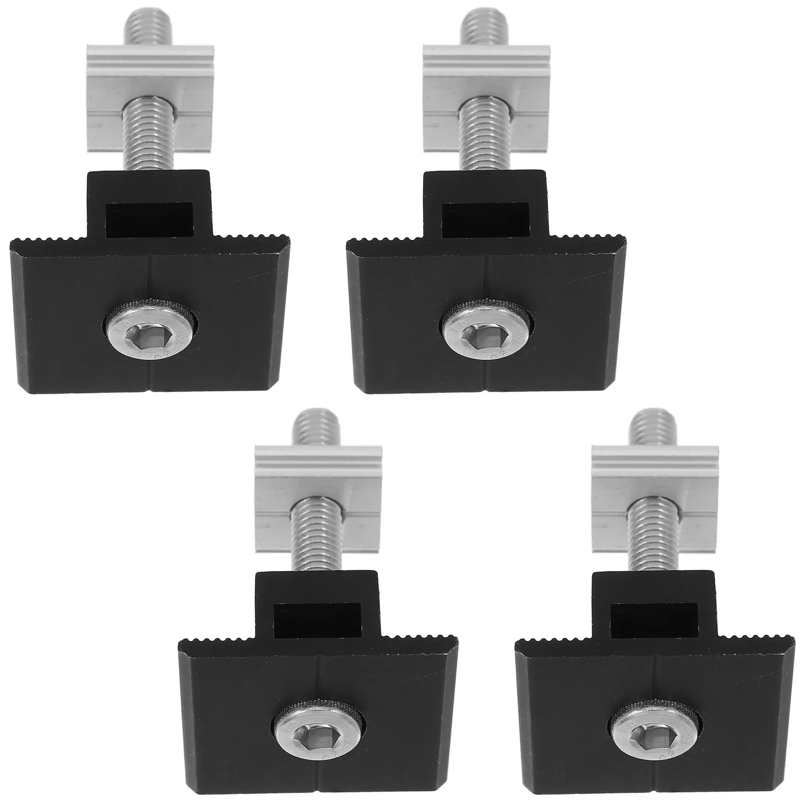 4Pcs Solar Panel Clamps Mid Position Aluminum Alloy Strong Grip Pre-Drilled Holes M8 Screws for Residential Commercial Solar