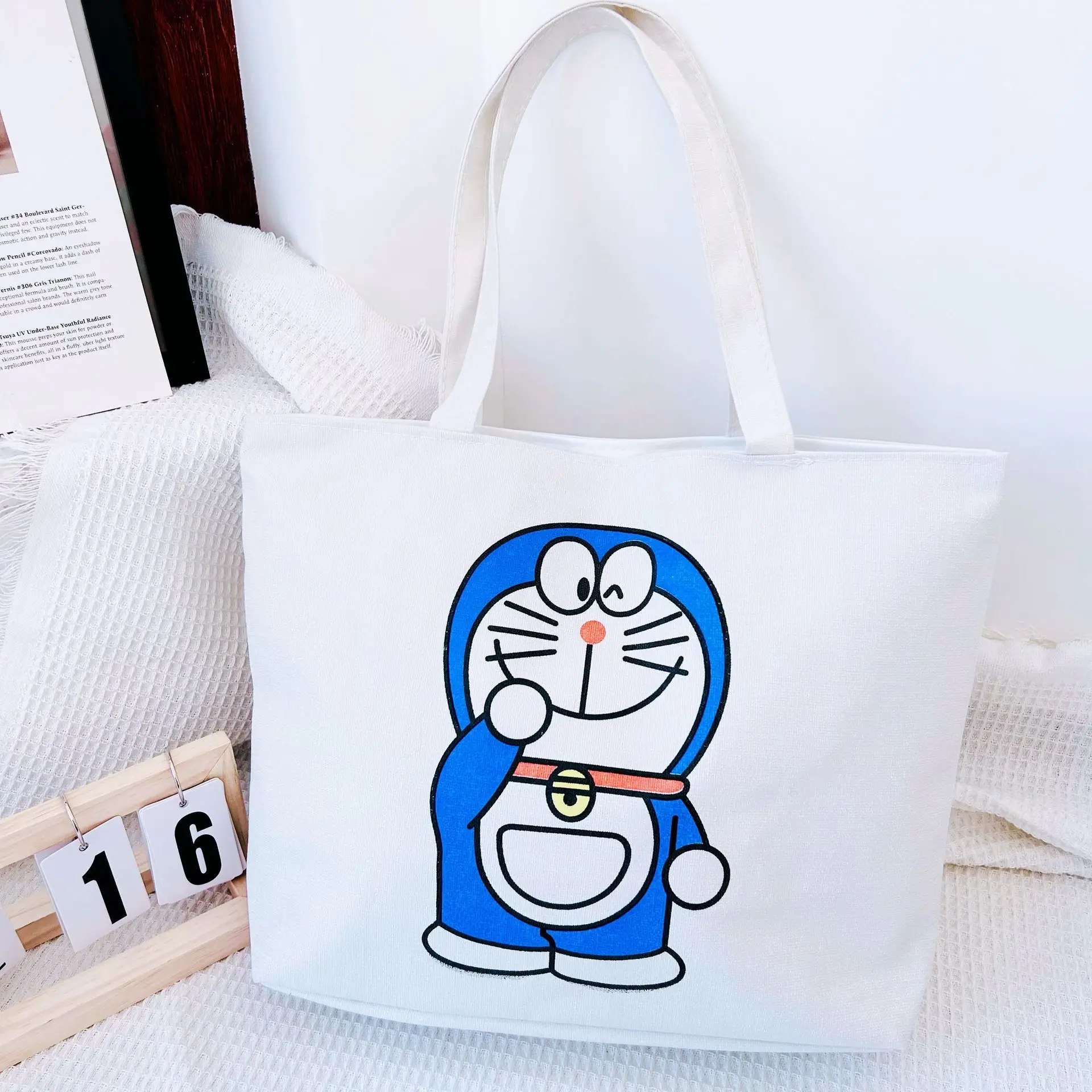 

Doraemon новая холщовая сумка для хранения с героями мультфильмов Jingle Cat мультяшная сумка через плечо женская и мужская сумка-тоут