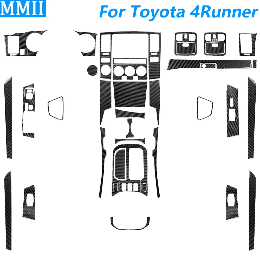 

For Toyota 4Runner 2003-2009 Carbon Fiber Center Console Gear Shift Air Vent AC CD Window Lift Trim Set Car Accessories Sticker