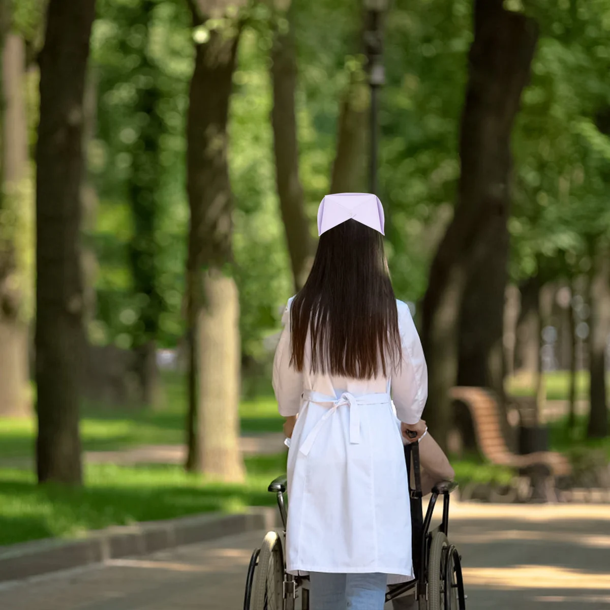 Staff White Hat Nurse Dovetail Hat White Thin Style Premium Cotton Durable Comfortable Wear Hard Crisp Deformation Pinning