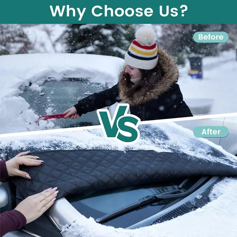 

Не царапайте лобовое стекло! Всесезонный чехол для лобового стекла автомобиля – защищает от снега, инея и УФ-лучей, простая установка, подходит для большинства автомобилей.