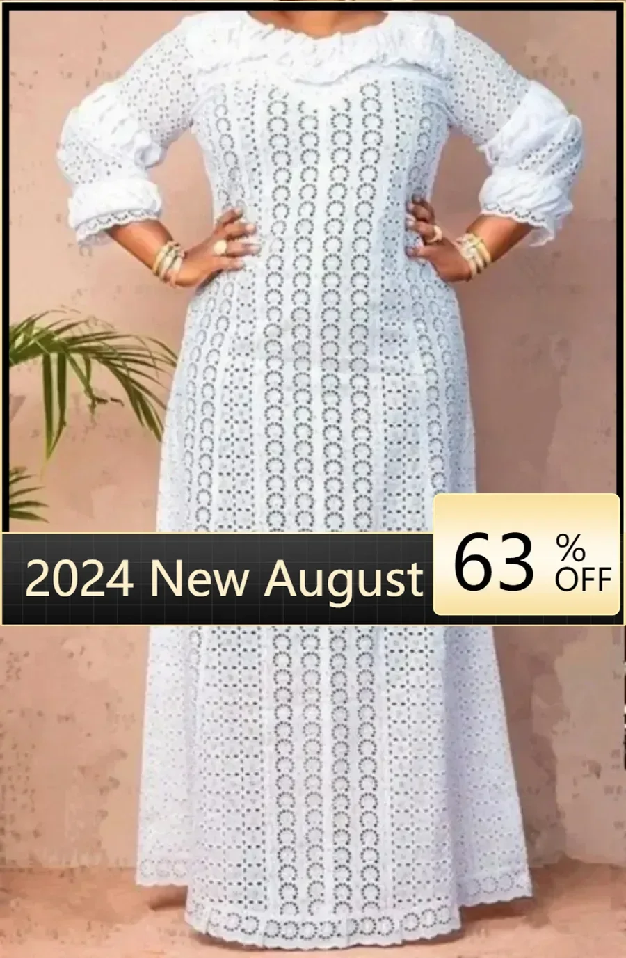 

Elegant African Elegant Dresses for Women White Hollow Out 2023 Muslim Fashion Abayas Dashiki Robe Kaftan Long Maxi Dress M-5XL