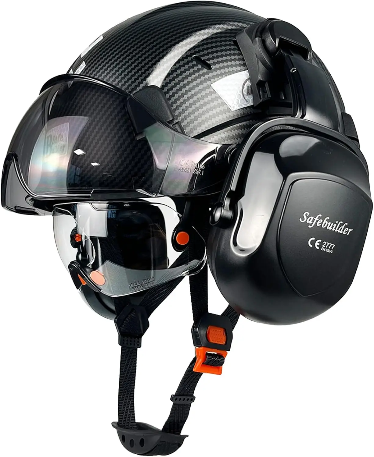 

Защитная каска, одобренная по стандарту ANSI Z89.1, с защитными очками и наушниками для защиты головы при промышленных и строительных работах