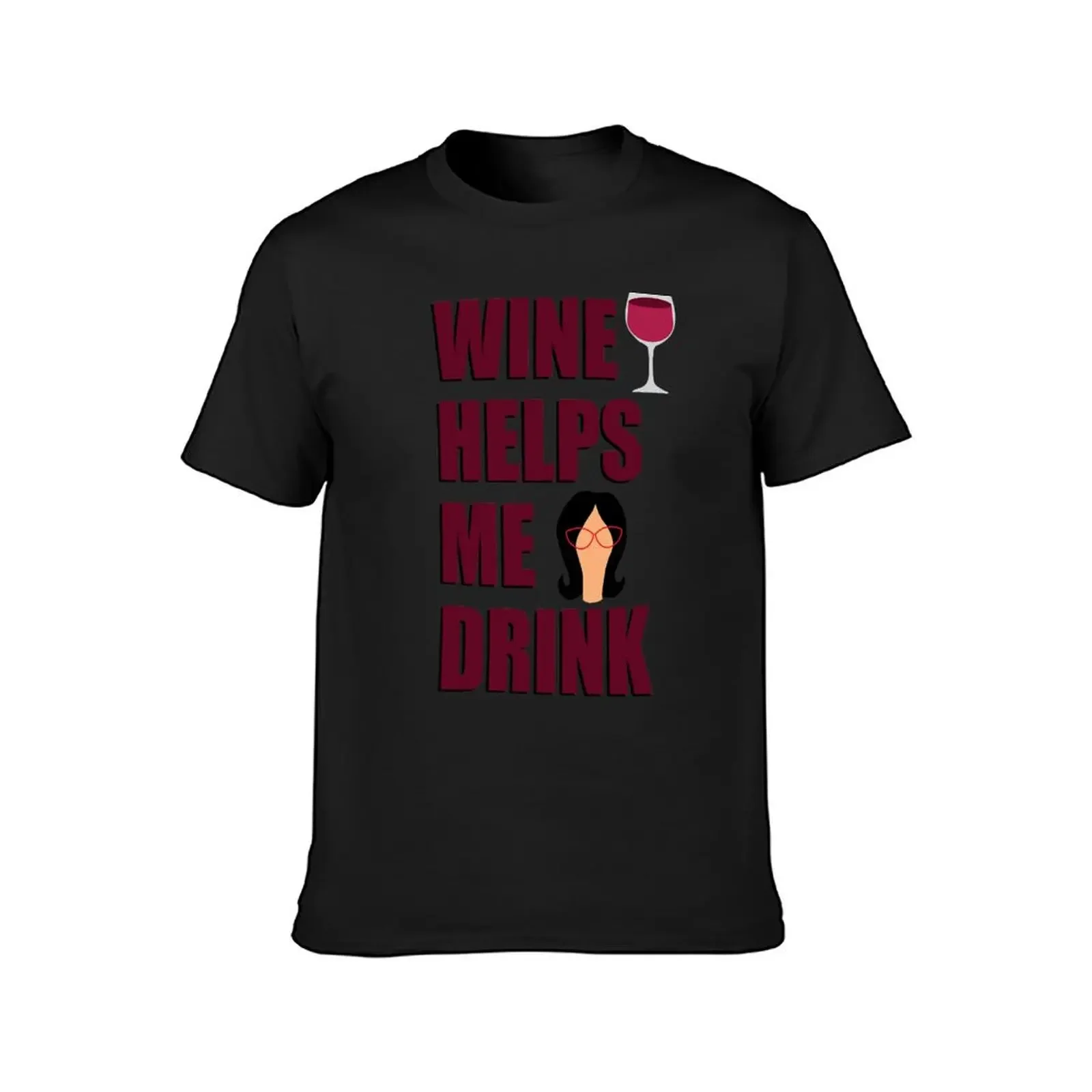 Wine Helps Me Drink T-Shirt graphic shirts anime clothes for a boy t shirt men 100℅ cotton