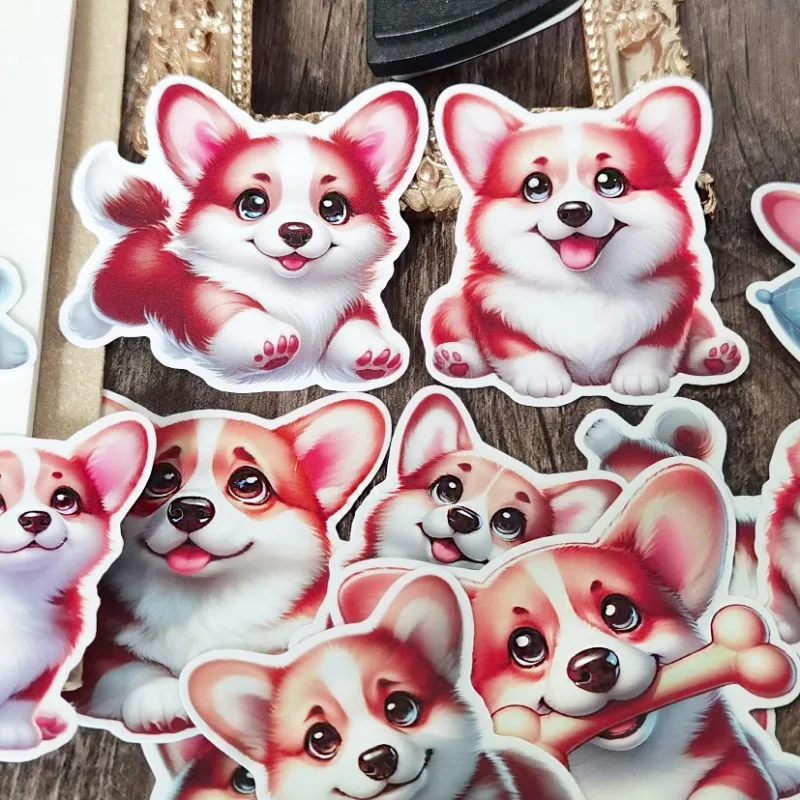 Cartoon cute corgi dog Stickers Crafts And Scrapbooking stickers kids toys book Decorative sticker DIY Stationery