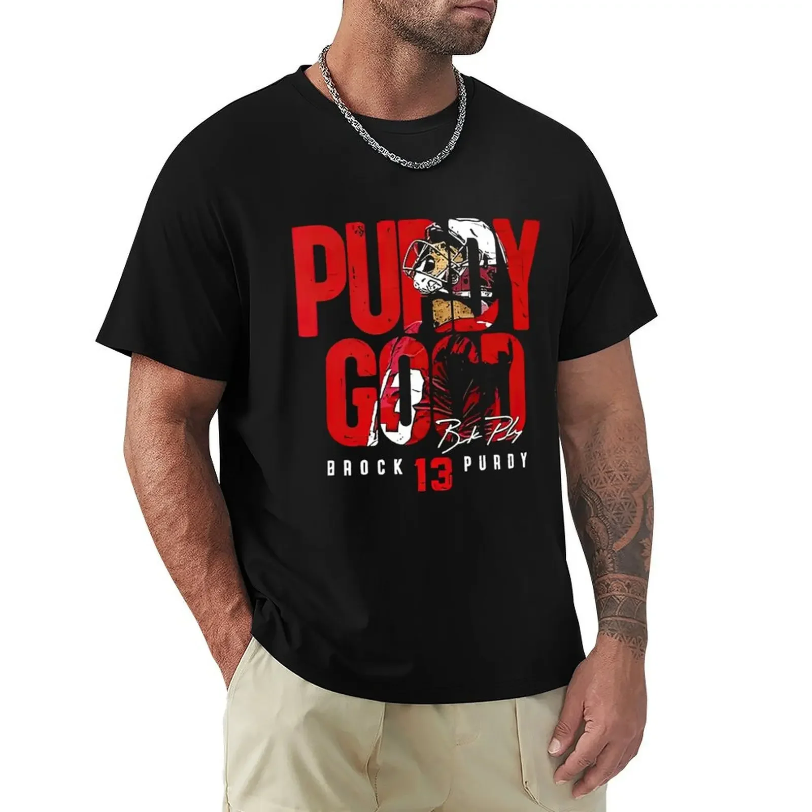 brock purdy football 49ers Posters and Art T-Shirt blacks sports fans shirts graphic tees t shirts for men cotton