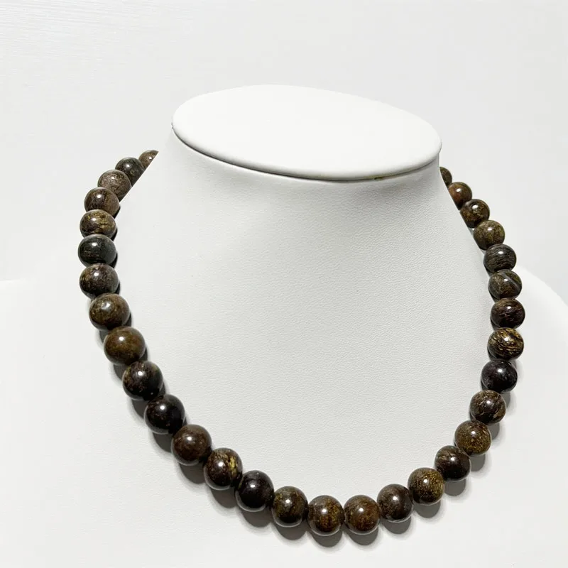 100% Natural Bronzite Moldavite Necklace With Iron Gemstone Beads Energy Stone Relief Yoga Chakra Muslim Tibetan Buddha view 5
