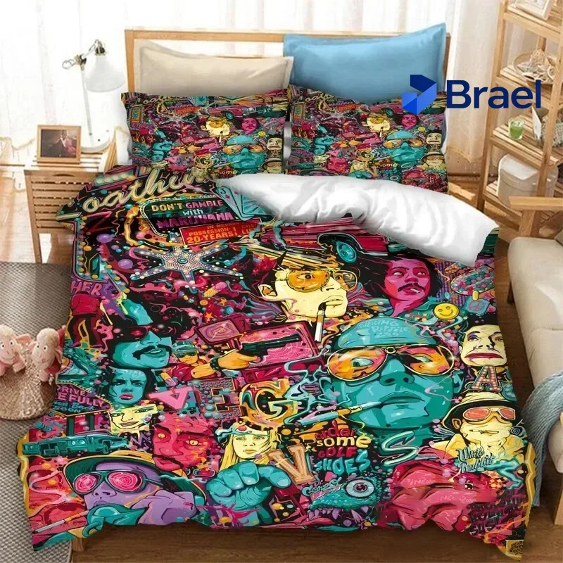 Exquisite 3D Printed Fear And Loathing In Las Vegas Bedding Set Duvet Cover Double Twin Full Queen King Adult Kids Bedclothes Qu