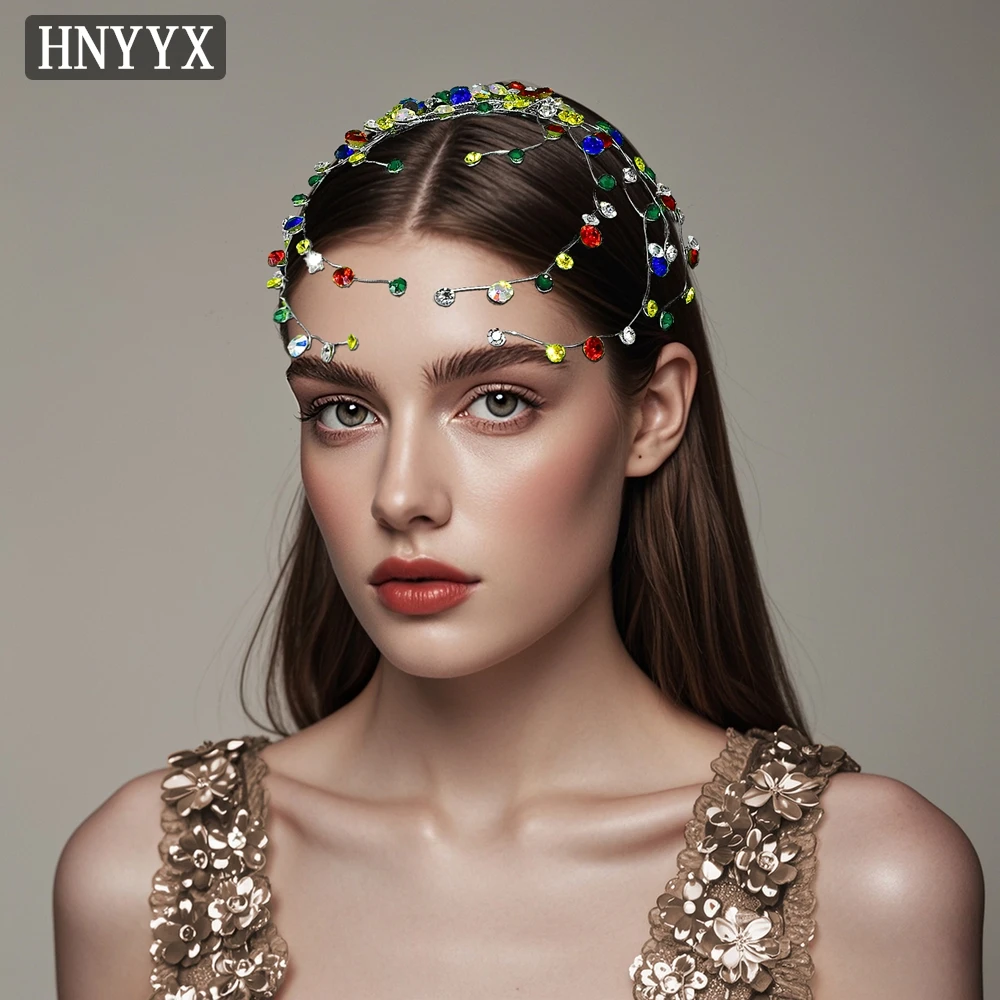 HNYYX Crystal Hair Comb Clip Colored Rhinestone Hair Comb Handmade Women's Bridal Wedding Hair Ornament Jewelry A268 image 5