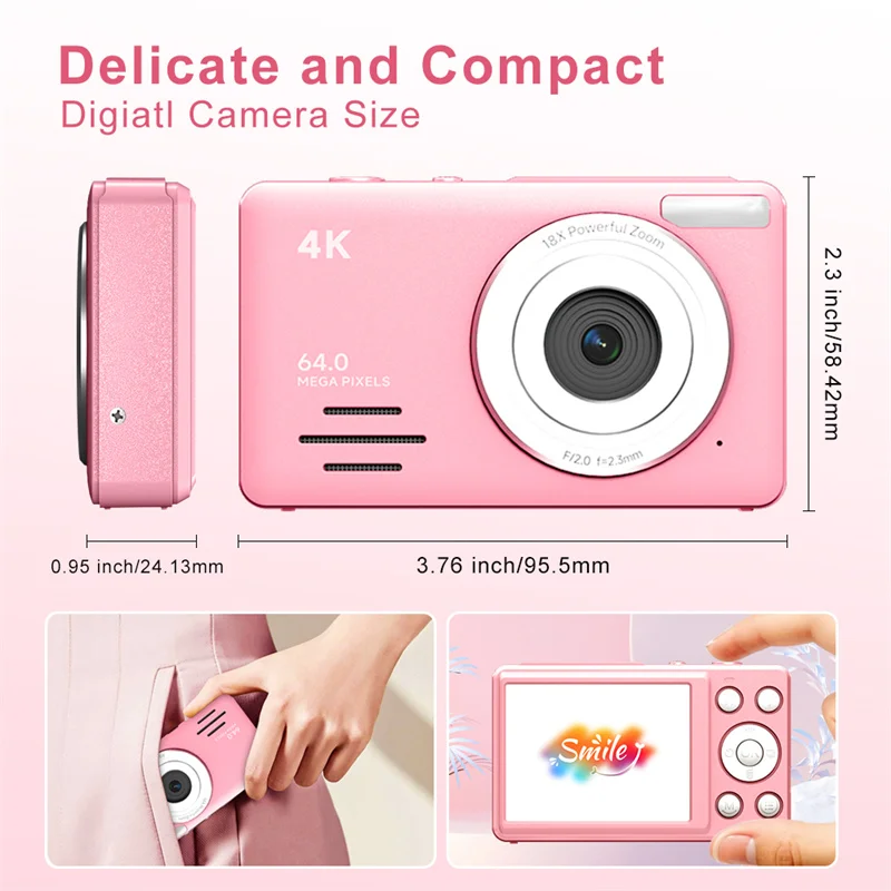 S7 Digital Camera 2.88-inch HD Display 18x Digital Zoom Camera LED Fill Light Type-C Interface 800mAh Battery Video Camera