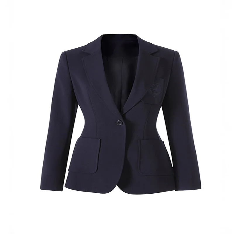 New Solid Colour Coat Women Long Sleeve Turn-Down Collar Suit Coat