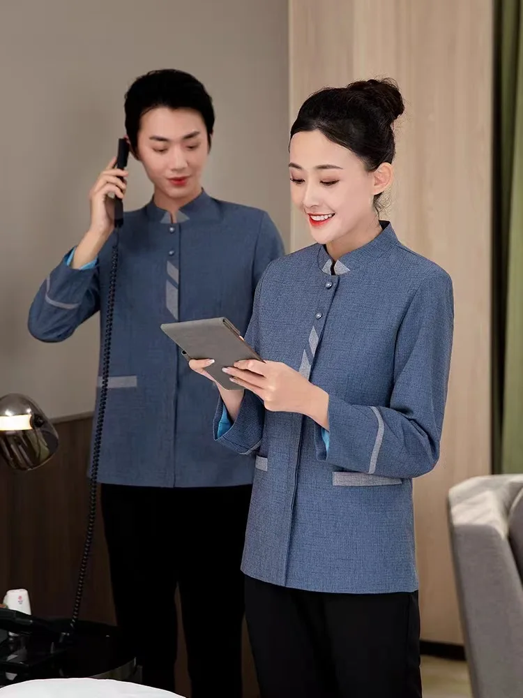 Cleaning Service Uniform Long-Sleeve Suit Autumn and Winter Clothing Hotel Hotel Property Room Aunt Waiter Cleaner Work Clothes