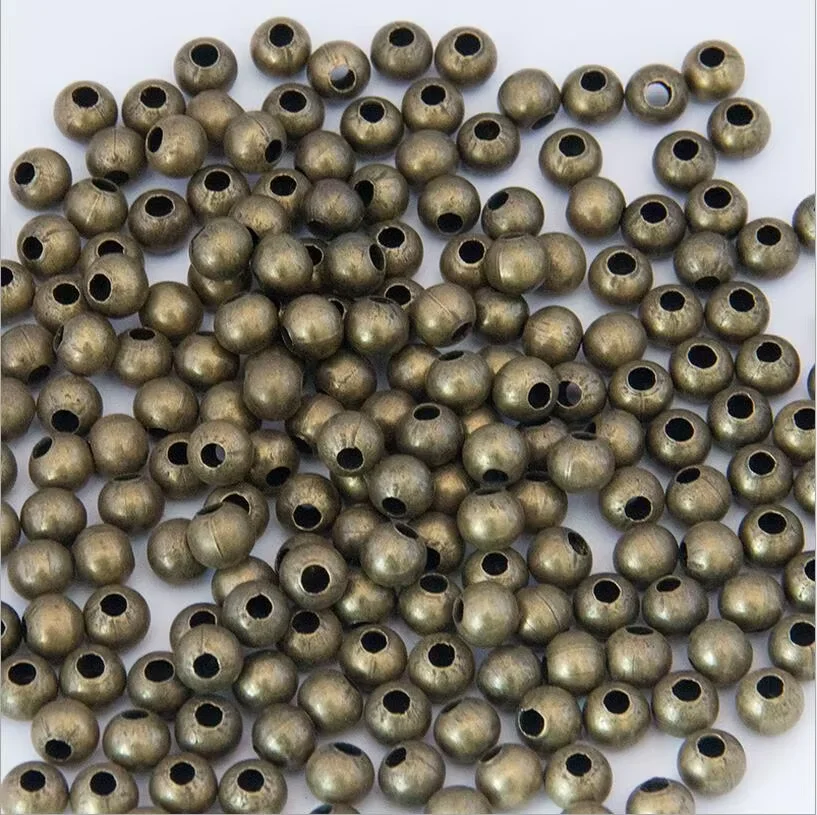 100Pcs 2/3/4/5/6/8/10mm Metal Beads Needlework Smooth Round Ball Loose Spacer Beads For Bracelet Jewelry Making Diy Accessories