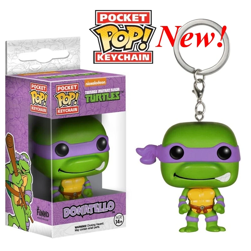 New 8 Styles Funko Pop Keychains Turtles Michelangelo Leonardo Donatello Raphael Action Figure Toys Accessories Keychain Gift