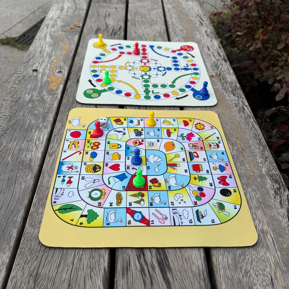2pcs Ludo and Swan Board Game Set, Include 2 Boards(24cm/9.45in), 8 Pieces and 1 Die , for Family and Party Game Night