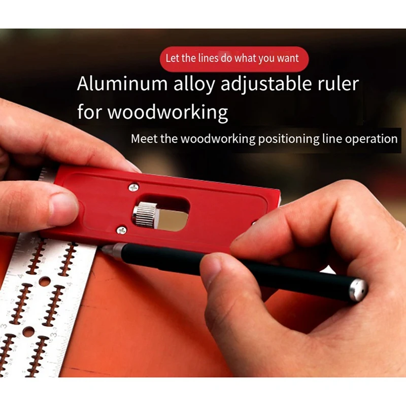Woodworking Aluminum Alloy Combination Calipers Woodworking Line Marking Adjustable Ruler Precision Hardware Tools Durable