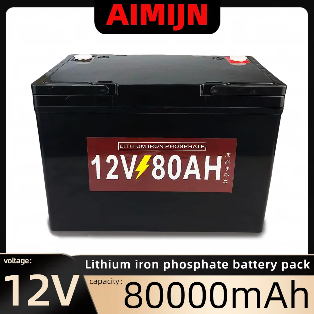 

Built-in BMS LiFePO4 Battery 80AH 12V Lithium Iron Phosphate Rechargeable Cells 2000 Cycles Life For Golf Cart Solar Storage