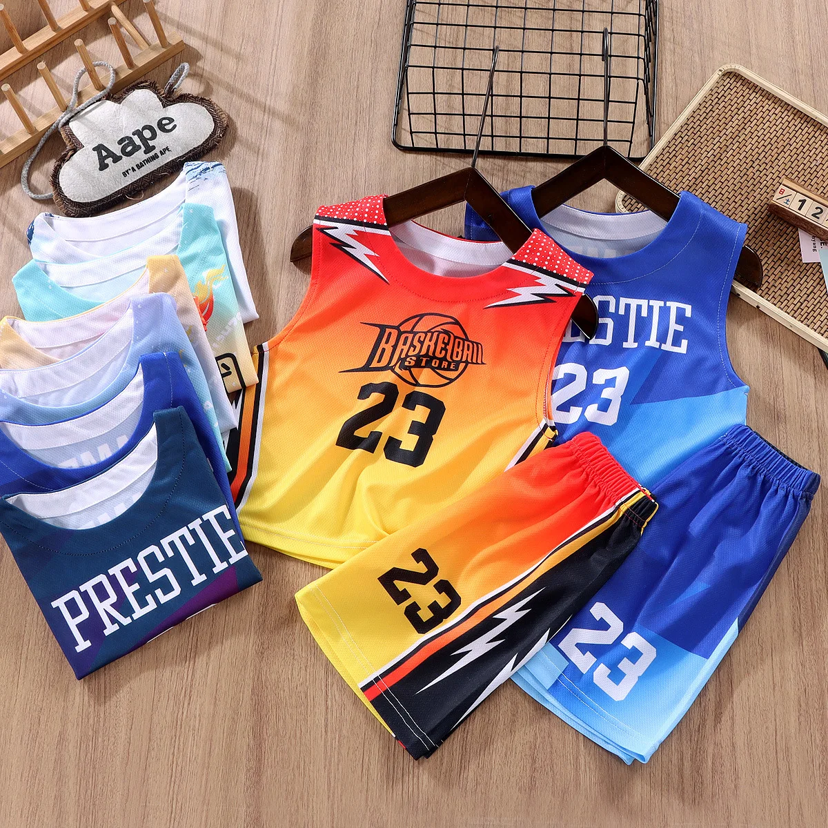 

2024 Children Summer Sets kid Girl Boy Short Sleeved Shorts Suit Child sport basketball Clothing Pant Outfits 2-14 years