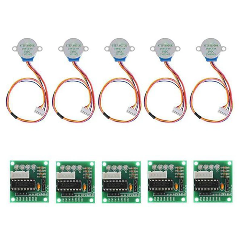 5PCS 5V Stepper Motor+ULN2003 5-Wire 4-Phase/Stepper Motor Driver Board Set Stepper Motor Set Kit