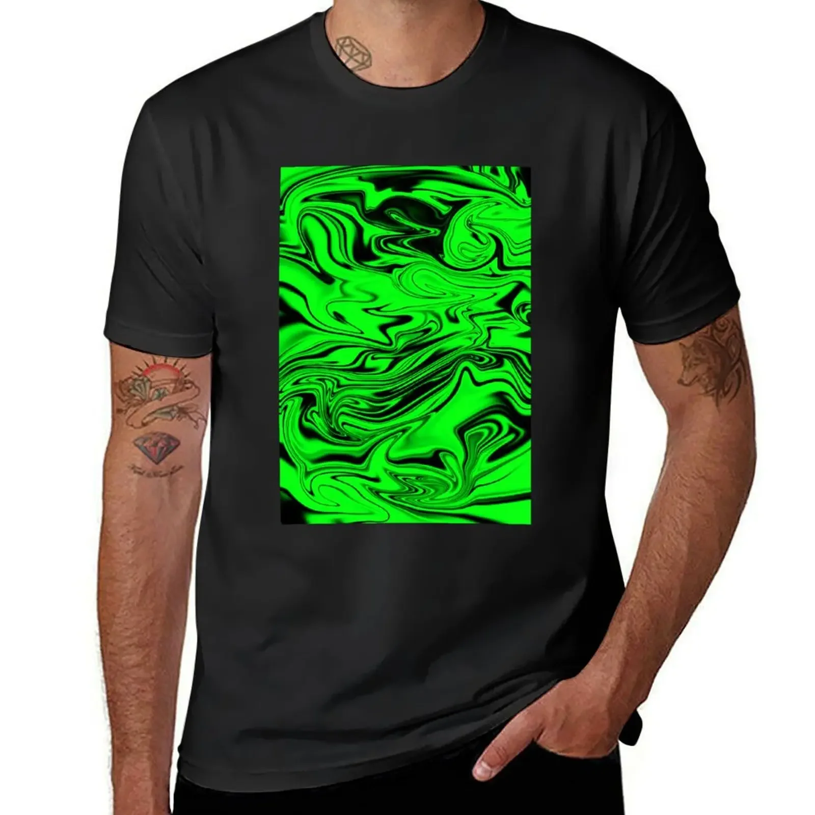 black and green marble pattern T-Shirt summer tops designer shirts summer clothes sweat mens shirts graphic tee