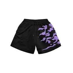 Anime Summer GYM Shorts Men Fashion Mesh Breathable Male Casual Shorts Comfortable Fitness Mens Bodybuilding Running Shorts