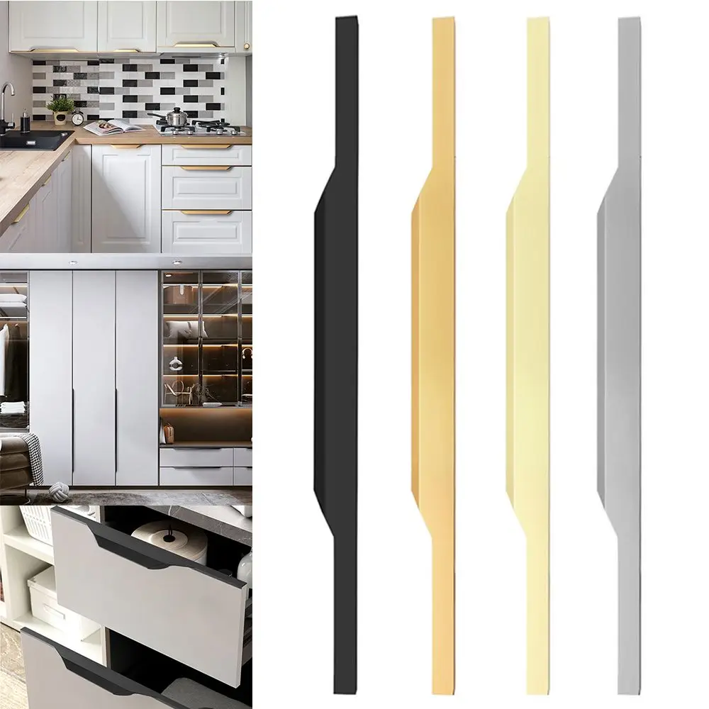 Aluminum Alloy Hidden Door Handle Kitchen Cupboard Door Knob Modern Cabinet Wardrobe Drawer Pulls Furniture Hardware Home Decor
