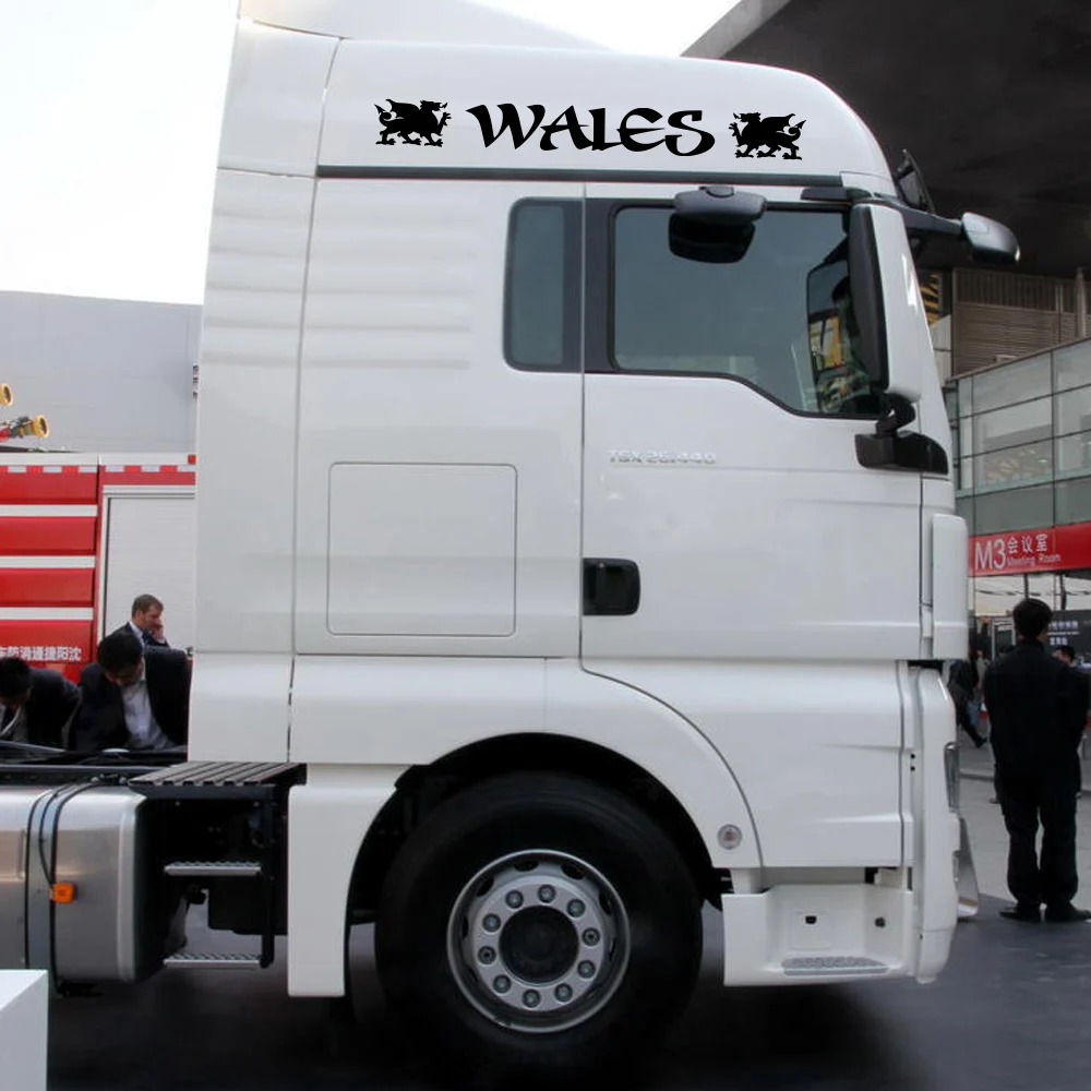 Cymru Wales KING OF THE ROAD Truck ملصق شاشة الرياح لوحة ملصق مائي نافذة الكابينة الزجاجية لـ HGV MAN DAF SCANIA